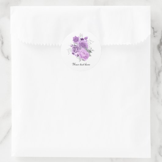 Elegant lavender roses customizable ronde sticker (Tas)