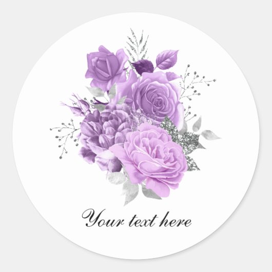 Elegant lavender roses customizable ronde sticker (Voorkant)