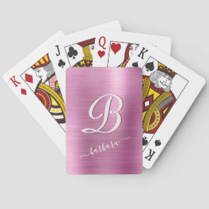 Elegant Lavender Roze Monogram Naam Pokerkaarten