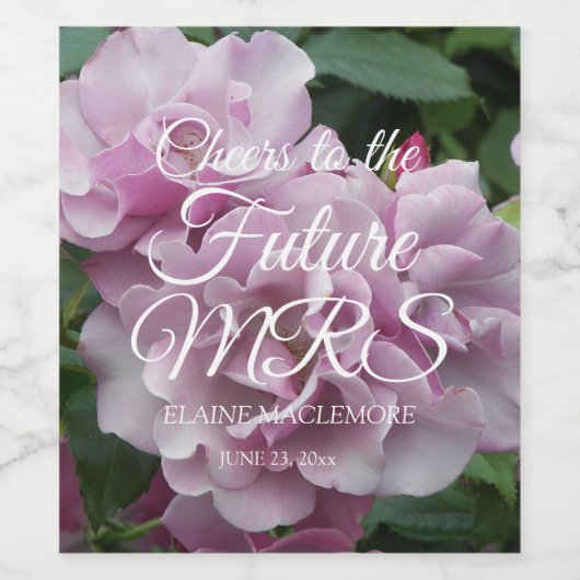Elegant Lavender Rozen Gepersonaliseerd Vrijgezell Wijn Etiket (Enkel label)