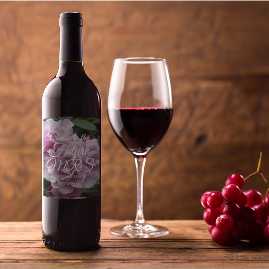 Elegant Lavender Rozen Gepersonaliseerd Vrijgezell Wijn Etiket