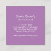 Elegant Lavender Script Professional Monogram Vierkante Visitekaartje (Achterkant)