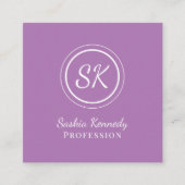 Elegant Lavender Script Professional Monogram Vierkante Visitekaartje (Voorkant)