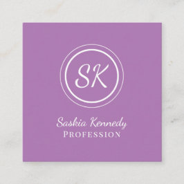 Elegant Lavender Script Professional Monogram Vierkante Visitekaartje