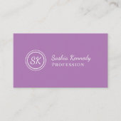 Elegant Lavender Script Professional Monogram Visitekaartje (Voorkant)