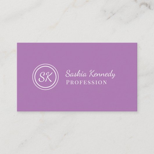 Elegant Lavender Script Professional Monogram Visitekaartje (Voorkant)