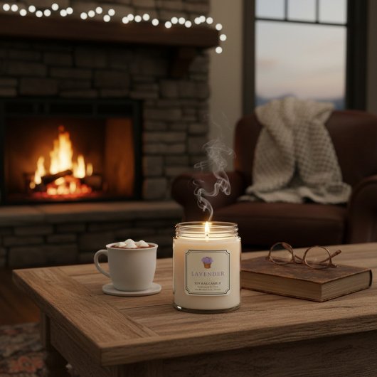 Elegant Lavender Soy Wax Candle Business Label