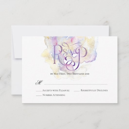 Elegant Lavender Splash Wedding RSVP (Voorkant)