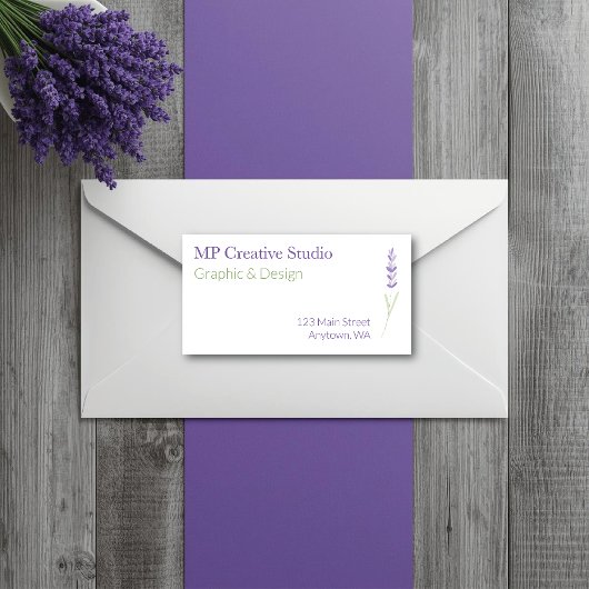 Elegant Lavender Sprig Botanical Design Etiket