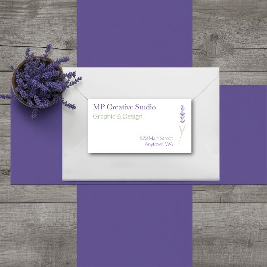 Elegant Lavender Sprig Botanical Design Etiket