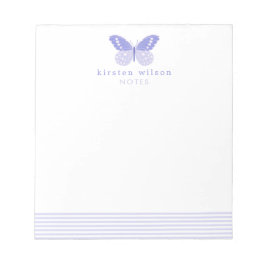 Elegant lavender Stripes & Butterfly Notitieblok