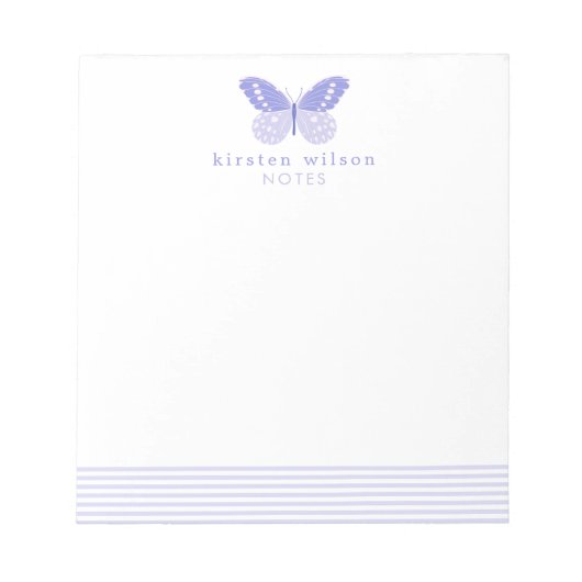 Elegant lavender Stripes & Butterfly Notitieblok (Voorkant)