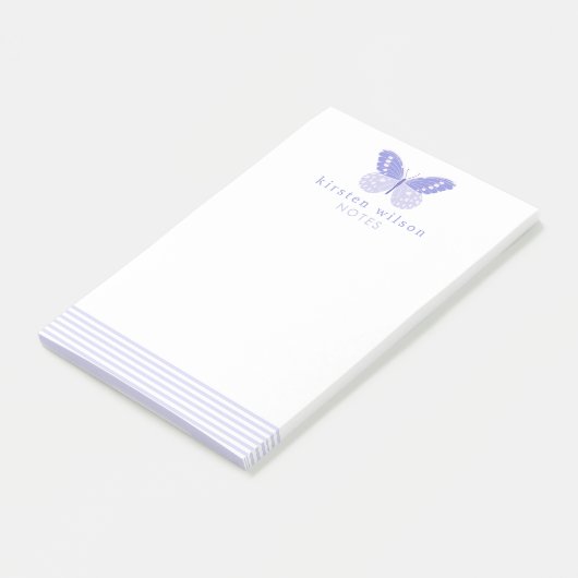 Elegant Lavender Stripes & Butterfly Post-it Notes (Schuin)