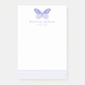 Elegant Lavender Stripes & Butterfly Post-it Notes (Voorkant)