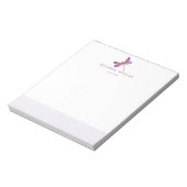 Elegant Lavender Stripes & Dragonfly Personalized Notitieblok (Linkerzijde)