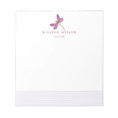 Elegant Lavender Stripes & Dragonfly Personalized Notitieblok (Voorkant)