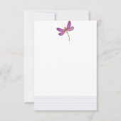 Elegant Lavender Stripes & Dragonfly Personalized Notitiekaartje (Achterkant)