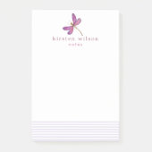 Elegant Lavender Stripes & Dragonfly Personalized Post-it® Notes (Voorkant)