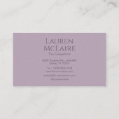 Elegant Lavender Taupe Circle Monogram Visitekaartje (Achterkant)