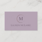 Elegant Lavender Taupe Circle Monogram Visitekaartje (Voorkant)