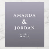 Elegant Lavender Typographic Wedding Wijn Etiket (Enkel label)