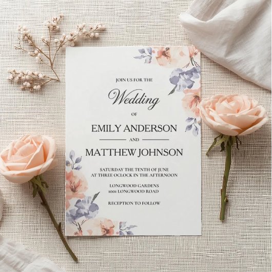 Elegant Lavender Watercolor Wedding Invitation Kaart