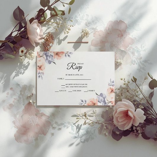 Elegant Lavender Watercolor Wedding RSVP Cards
