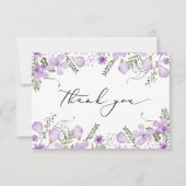 Elegant Lavender Waterverf Flowers Wedding Bedankkaart (Voorkant)