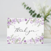 Elegant Lavender Waterverf Flowers Wedding Bedankkaart (Staand voorkant)