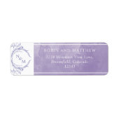 Elegant Lavender Waterverf, Monogram Wedding Labe Etiket (Voorkant)