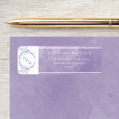 Elegant Lavender Waterverf, Monogram Wedding Labe Etiket
