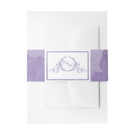 Elegant Lavender Waterverf, Monogram Wedding Uitnodigingen Wikkel (Voorkant Voorbeeld)