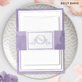 Elegant Lavender Waterverf, Monogram Wedding Uitnodigingen Wikkel