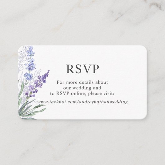 Elegant Lavender Waterverf Online RSVP Informatiekaartje (Voorkant)