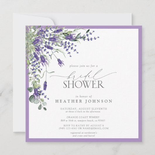 Elegant Lavender Waterverf Vrijgezellenfeest Invit Kaart (Voorkant)