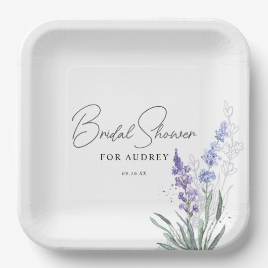 Elegant Lavender Waterverf Vrijgezellenfeest Papieren Bordje (Voorkant)
