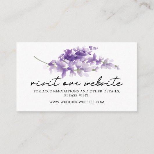 Elegant Lavender Weddenschap Website Invoegen kaar Plaatskaartje (Voorkant)
