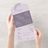 Elegant Lavender Wedding All In One Uitnodiging (Afscheurbaar)