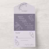 Elegant Lavender Wedding All In One Uitnodiging (Binnen)