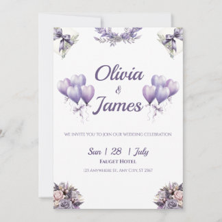Elegant Lavender Wedding Kaart