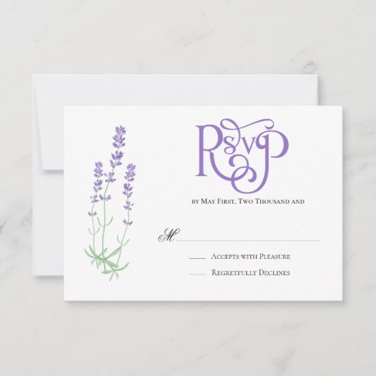 Elegant Lavender Wedding RSVP (Voorkant)