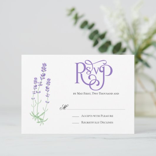 Elegant Lavender Wedding RSVP (Staand voorkant)