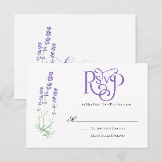 Elegant Lavender Wedding RSVP (Voorkant / Achterkant)