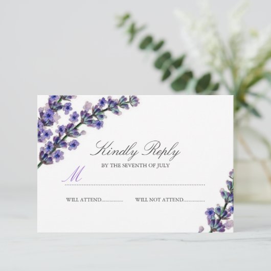 Elegant Lavender Wedding RSVP (Staand voorkant)
