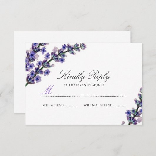 Elegant Lavender Wedding RSVP (Voorkant / Achterkant)