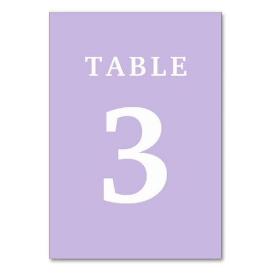 Elegant Lavender Wedding Table Number Kaart (Voorkant)