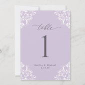 Elegant Lavender Wedding Table Numbers 5x7 Kaart (Achterkant)