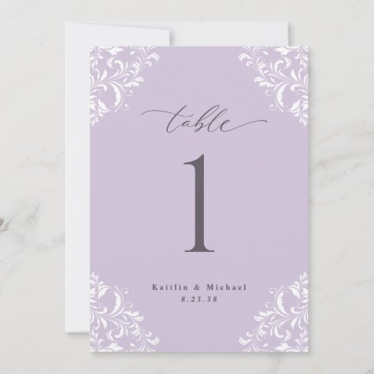 Elegant Lavender Wedding Table Numbers 5x7 Kaart (Achterkant)