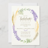 Elegant Lavender Wheat Wreath Bachelorette Weekend Kaart (Voorkant)