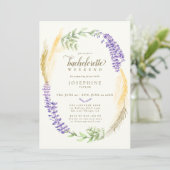 Elegant Lavender Wheat Wreath Bachelorette Weekend Kaart (Staand voorkant)